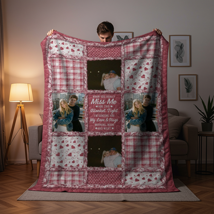 Custom When You Really Miss Me Hug This Blanket - Personalized Fleece Blanket, Sherpa Blanket, Valentine Anniversary Gift for Couple