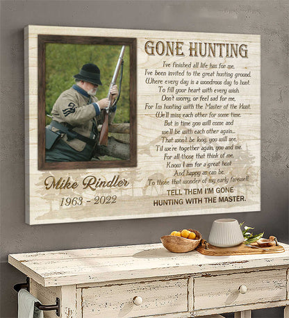 Custom Memorial Wall Art, Sympathy Gift For Loss Of Dad, Gone Hunting Canvas