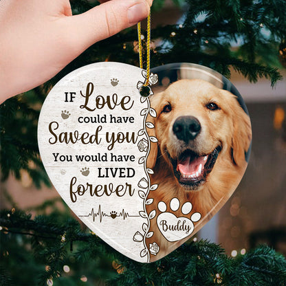 Custom Photo Cats Leave Paw Prints On Our Hearts - Memorial Personalized Custom Ornament - Ceramic Heart Shaped - Christmas Gift, Sympathy Gift For Pet Owners, Pet Lovers