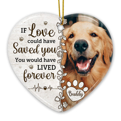 Custom Photo Cats Leave Paw Prints On Our Hearts - Memorial Personalized Custom Ornament - Ceramic Heart Shaped - Christmas Gift, Sympathy Gift For Pet Owners, Pet Lovers