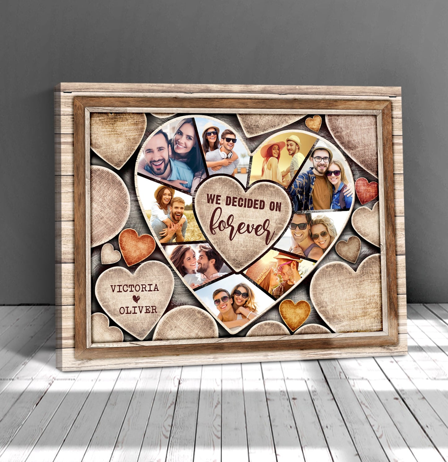 We Decided On Forever Custom Heart Shaped Photo Canvas Wall Art