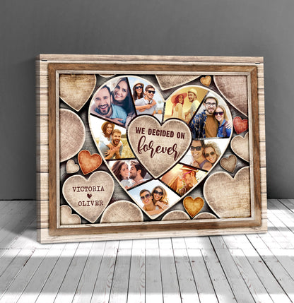 We Decided On Forever Custom Heart Shaped Photo Canvas Wall Art