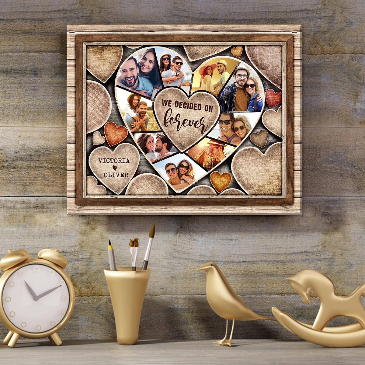 We Decided On Forever Custom Heart Shaped Photo Canvas Wall Art