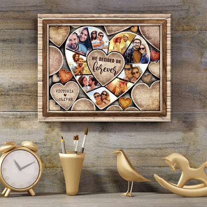 We Decided On Forever Custom Heart Shaped Photo Canvas Wall Art