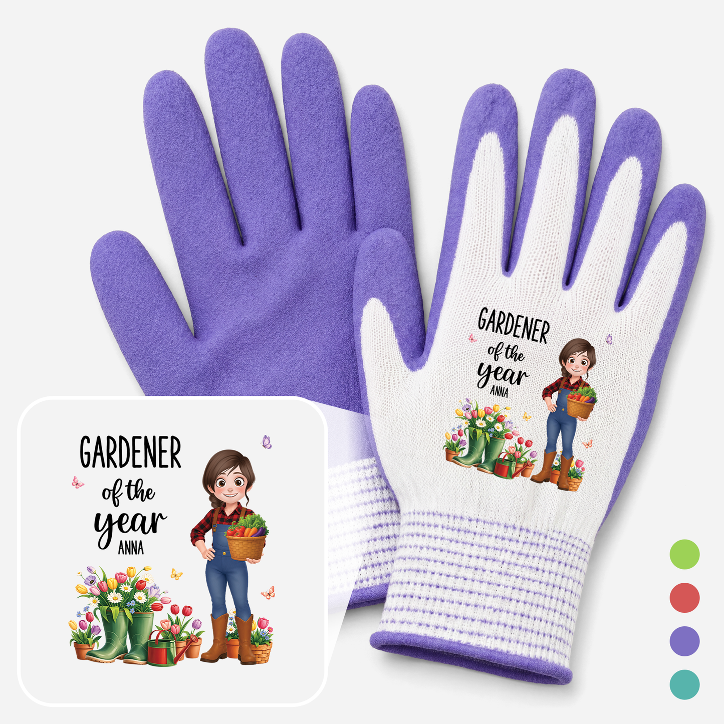 Personalised Gardener Of The Year Gloves for Gardeners, Gift for Wife, Grandma, Gardening Gloves