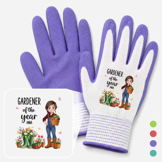 Personalised Gardener Of The Year Gloves for Gardeners, Gift for Wife, Grandma, Gardening Gloves