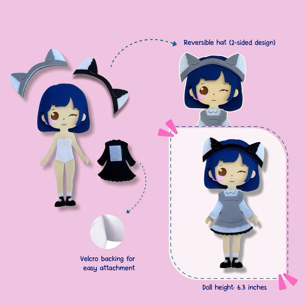 Fairy Princess Felt Dress-Up Doll Playset – Peel & Stick Fashion Activity Book with Carry Bag, Personalized Handmade Kids Toy