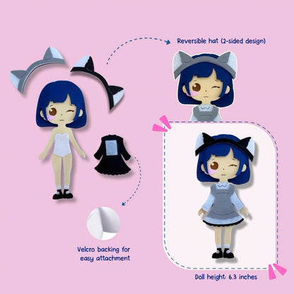 Fairy Princess Felt Dress-Up Doll Playset – Peel & Stick Fashion Activity Book with Carry Bag, Personalized Handmade Kids Toy