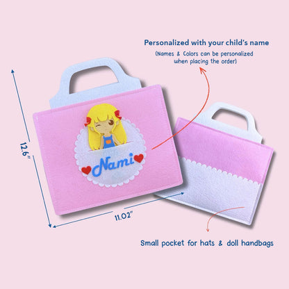 Fairy Princess Felt Dress-Up Doll Playset – Peel & Stick Fashion Activity Book with Carry Bag, Personalized Handmade Kids Toy