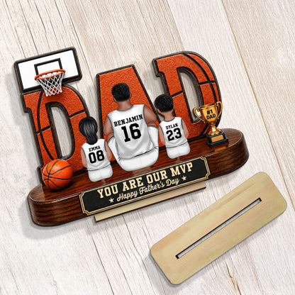 Basketball Dad Legend Daddy's Dream Team - Personalized 2-Layered Wooden Plaque - Unique Father's Day Gift For Dad, Husband, Basketball Fans